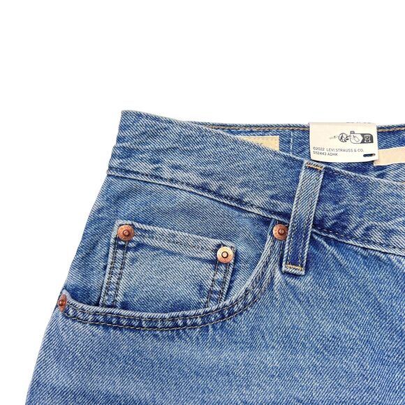 Levis Premium Women Baggy Dad Pieced Denim Jeans Blue Wide Leg Loose Relaxed New - Picture 10 of 16